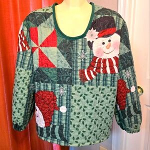 Festive Snowman Quilted Sweater